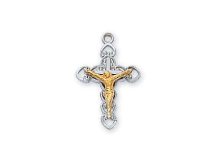 Sterling Silver Crucifix 18  Chain and Box (Style: L9155) For Sale