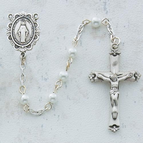 5mm White Pearl Rosary (Style: C18W) Online Hot Sale