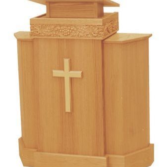 Wooden Pulpit with Cross and One Shelf (Style 367) Sale