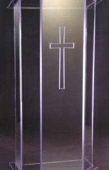 Acrylic Lectern with Wood Top (Style 3325W) For Sale