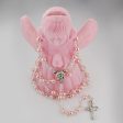 4mm Pink Pearl Rosary with Guardian Angel Box (Style: R566AB) Fashion