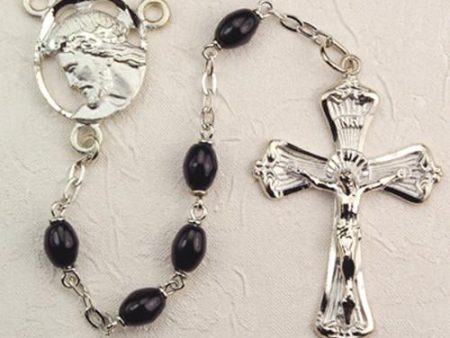 4mmX6mm  Black Glass Rosary (Style: R281RF) Online Hot Sale