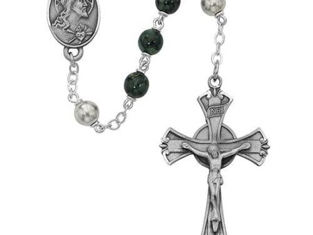 7mm Green Black Rosary (Style: 587D F) For Cheap