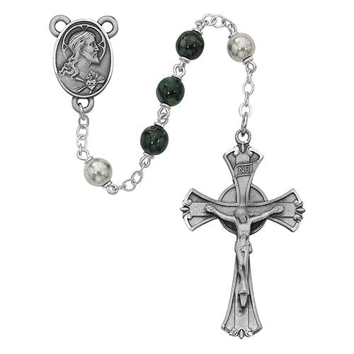 7mm Green Black Rosary (Style: 587D F) For Cheap