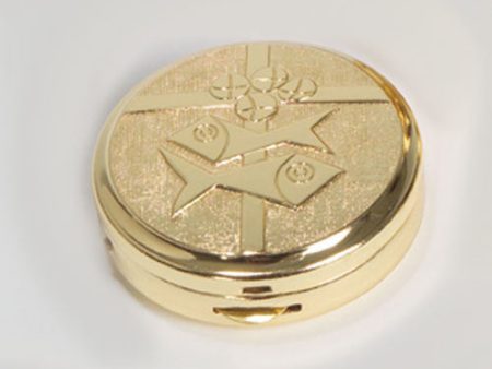 Gold Plated, Pyx Bread, Fish, and Cross Design (Style K3265) For Cheap