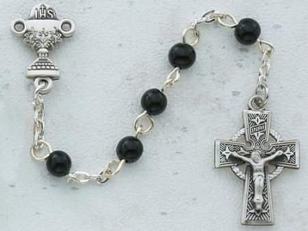 5mm Black Celtic Communion Rosary (Style: C23RB) Hot on Sale