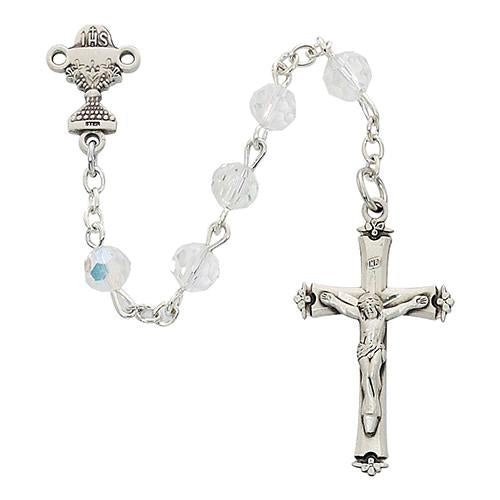 6mm Crystal Communion Rosary (Style: 586W) on Sale