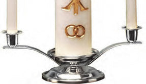 Wedding Unity Candle Set: Silver Tone Holder Online Sale