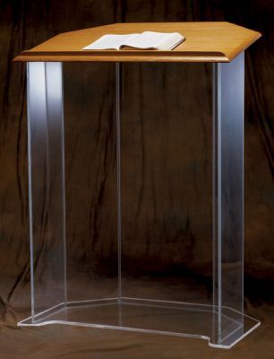 Acrylic Pulpit with Wood Top and Cross (Style 3351W) Cheap