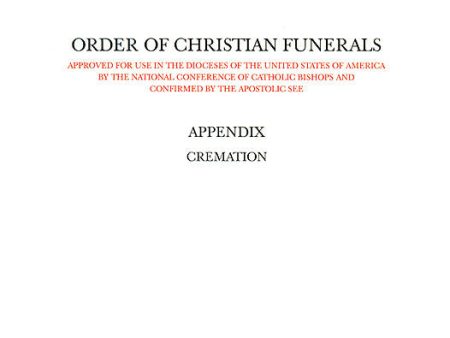 Order of Christian Funerals Appendix Cremation - LTP 2514 on Sale