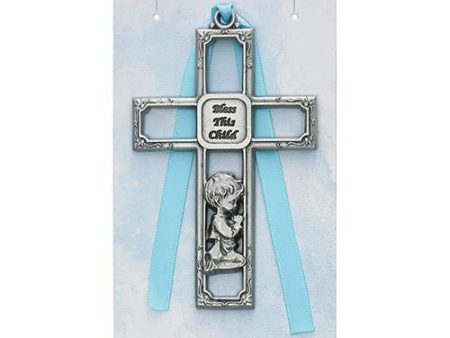 Pewter Boy Crib Cross Carded (Style: PW13-B) Online Sale