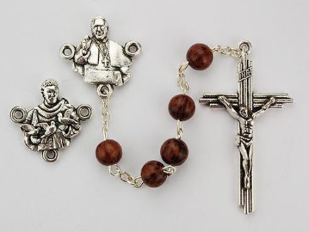 7mm Brown Wood Pope Francis Rosary (Style: R517SF) Online Sale