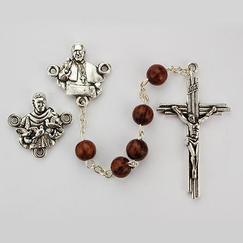 7mm Brown Wood Pope Francis Rosary (Style: R517SF) Online Sale