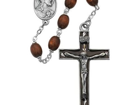 6mmX8mm  Brown Wood Rosary (Style: 537D-BR F) Fashion