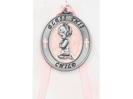 Pink Pearl Pray Girl Crib Medal (Style: PW18) Online Hot Sale