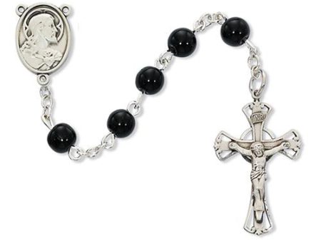 5mm Black Glass Rosary (Style: C16B) Online now