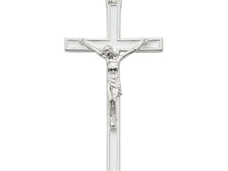 5  White Enamel Silver Crucifix (Style: 73-37) For Cheap