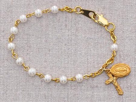 5 1 2  Gold Pearl Bracelet (Style: B28J) Online now