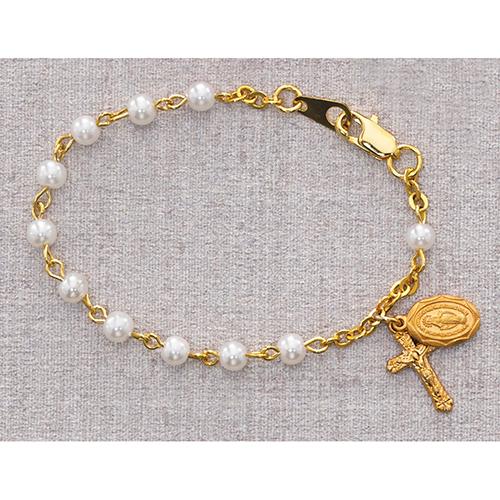 5 1 2  Gold Pearl Bracelet (Style: B28J) Online now