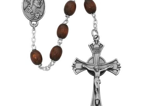 6mmX8mm  Brown Wood Rosary (Style: 600D F) on Sale