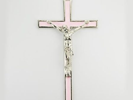 5  Pink Enamel Silver Crucifix (Style: 73-35) For Sale