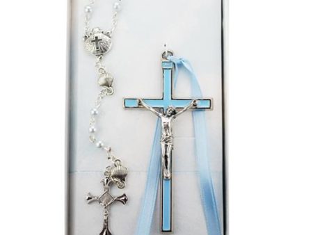 Blue Crucifix and Shell Rosary (Style: BS54) Sale