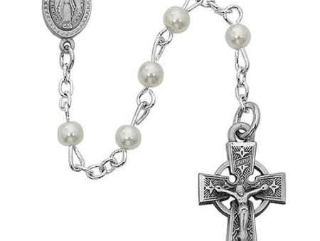 5mm Pearl Rosary Pewter Celtic (Style: R320DG) Sale