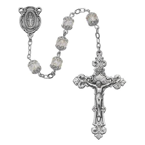 7mm Crystal Ab Capped Rosary (Style: 701S-CR F) Fashion