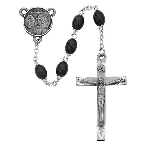 6mmX8mm  Black Wood Oval Rosary (Style: 137D F) Fashion