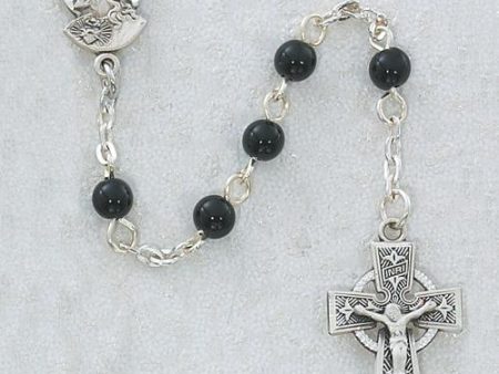 5mm Black Glass Celtic Rosary (Style: R321LG) Supply