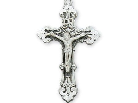 Sterling Silver Tutone Crucifix 16  Chain (Style: LT9112W) Online now