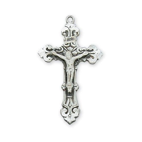 Sterling Silver Tutone Crucifix 16  Chain (Style: LT9112W) Online now