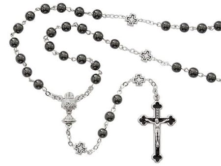 6mm Hematite Communion Rosary (Style: R670B) For Sale