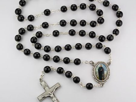 7mm Black St. Peregrine Rosary (Style: R612DF) Discount