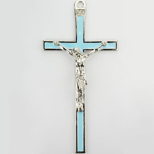 5  Blue Enamel Silver Crucifix (Style: 73-36) Supply