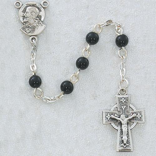 5mm Black Glass Rosary Celtic (Style: R321DG) Supply