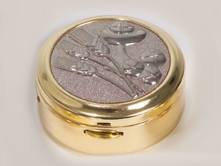 Gold Plated Pyx, With Silver Plated Design (Style K3292) Online Sale