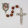 7mm Brown Wood Pope Francis Rosary (Style: R540DF) on Sale