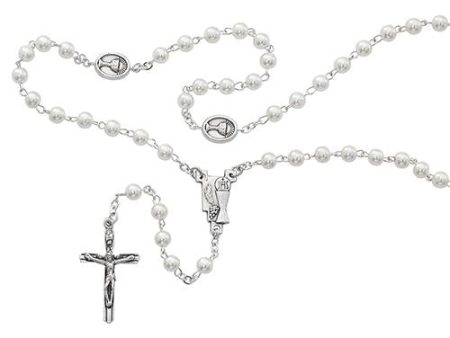 5mm White Communion Rosary (Style: R620W) on Sale