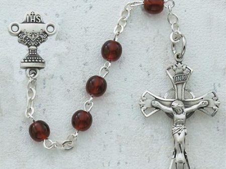 5mm Garnet Communion Rosary (Style: C39B) Hot on Sale