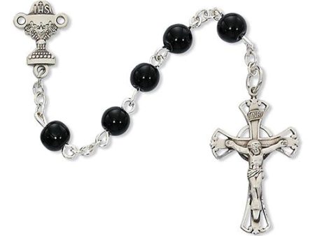 5mm Black Glass Communion Rosary (Style: C15B) Online now