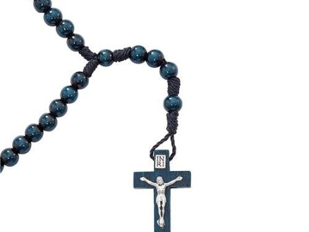 Blue Wood Corded Rosary (Style: P242R) Fashion