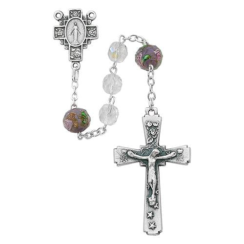 7mm Crystal Ab Rosary With Flower (Style: R484SF) Online now