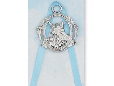 Guardian Angel Crib Medal Blue (Style: PW6-B) For Sale