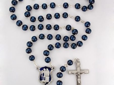 8mm Blue Wood Police Rosary (Style: R640DF) Fashion