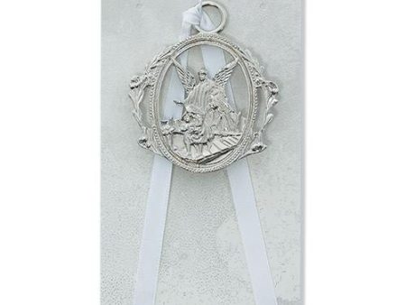 Guardian Angel Crib Medal White (Style: PW6-W) For Sale