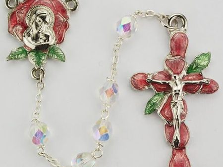 7mm Aurora Crystal-Rose Petal Rosary (Style: R469DF) Discount