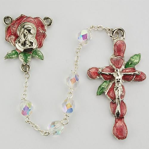 7mm Aurora Crystal-Rose Petal Rosary (Style: R469DF) Discount