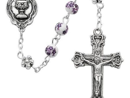 Purpl Cermaic Flower Communion Rosary (Style: R629W) Discount