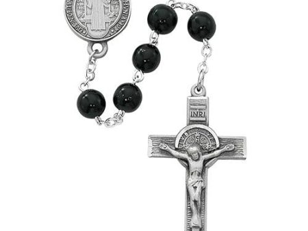 7mm Pewter Black St. Benedict Rosary (Style: R545DF) Sale